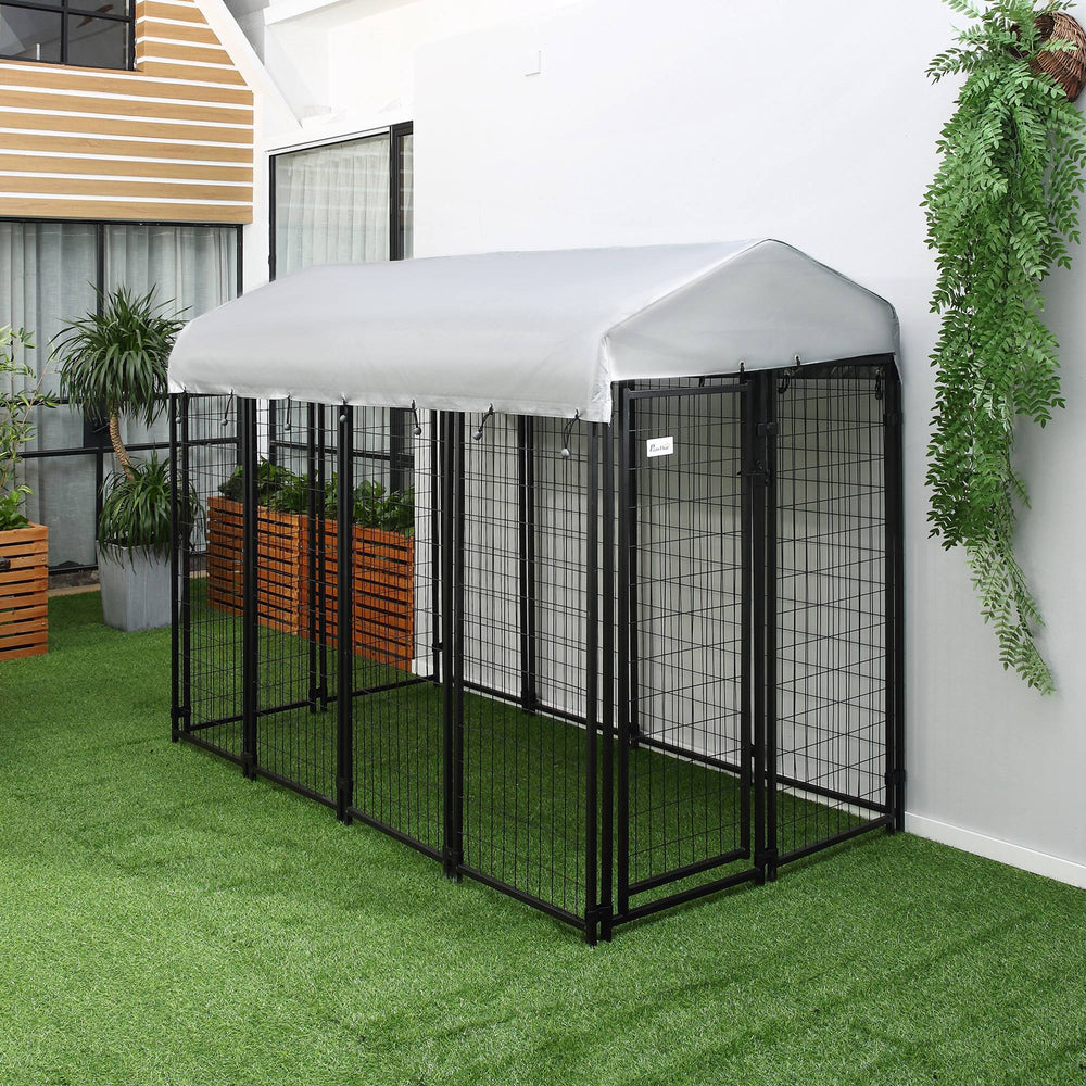 Dog kennel with waterproof and UV-resistant cover