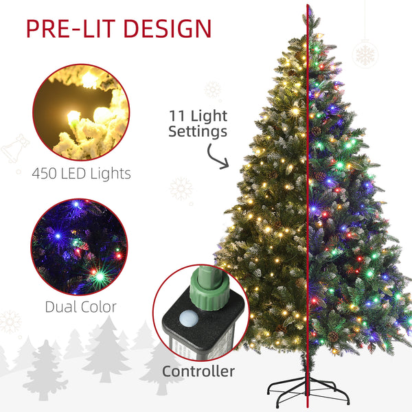 7ft Pre-Lit Artificial Christmas Tree with Dual-Color LED Lights