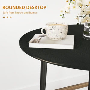 Round drop-leaf dining table for small spaces, wooden legs, antique black