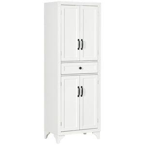 Freestanding storage unit with 2 shelves and 4 doors, storage cabinet, white