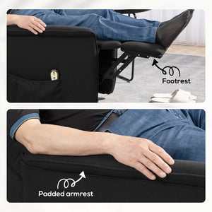 Electric Lift and Recliner Chair with Remote Control, Side Pockets, Black