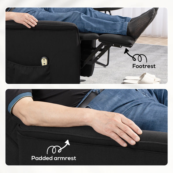 Electric Lift and Recliner Chair with Remote Control, Side Pockets, Black