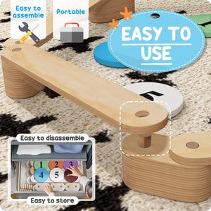 6 Piece Wooden Balance Beam for Kids