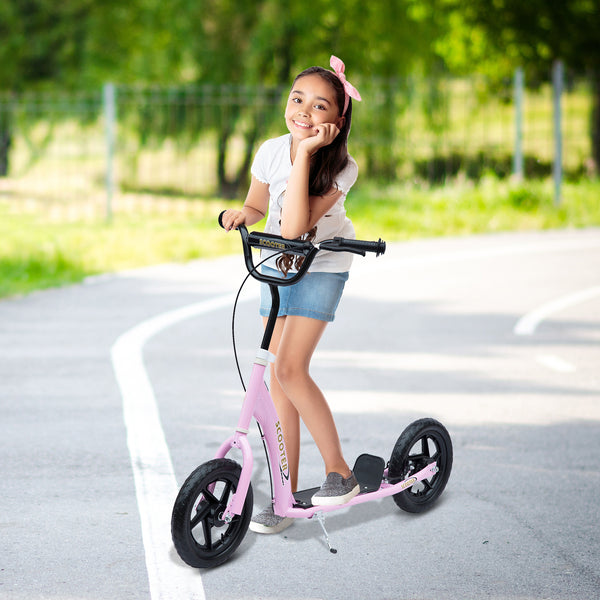 Kids Bike Style Scooter with 12 Inch Tire, Pink