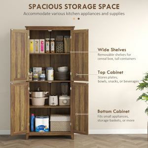 Storage unit with doors and shelves, brown