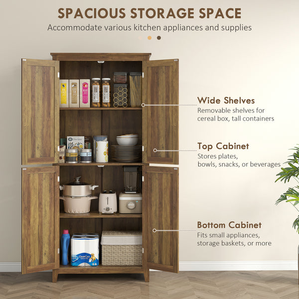 Storage unit with doors and shelves, brown