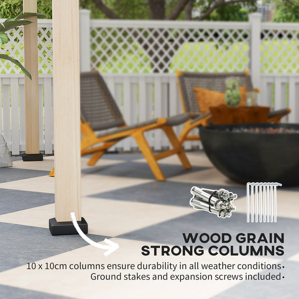 10' x 12' Hardtop Gazebo with Metal Roof, Wood Grain Frame, Outdoor Patio Canopy,