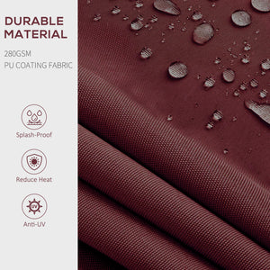14.8 x 9.8 ft retractable blind, burgundy red 