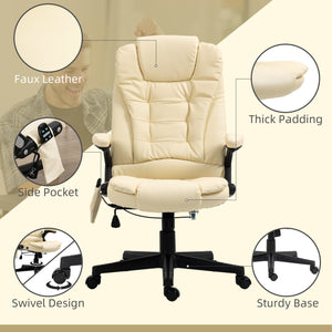 Adjustable heated and massaging office chair, beige