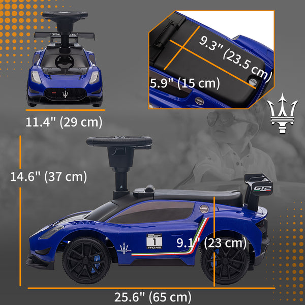 Maserati GT2 Toddler Car with Storage, Music, Horn, Blue