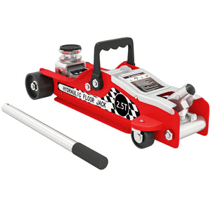 2.5-ton extra-low profile hydraulic jack with lifting range up to 14.1 in