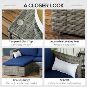 Modern 3 Piece Rattan Sofa Set with Coffee Table, Cushions and Pillows