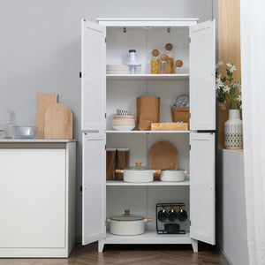 72" Freestanding Storage Cabinet with Doors and Shelves, White