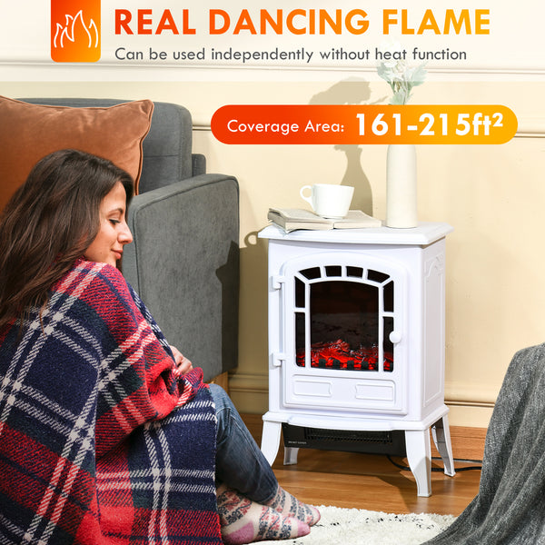 Electric fireplace with realistic flame effect 750W/1500W, white