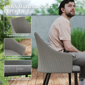 7 Piece Wicker Garden Furniture Set with Cushions, Parasol Hole, Slatted Top, for Garden, Porch, Balcony