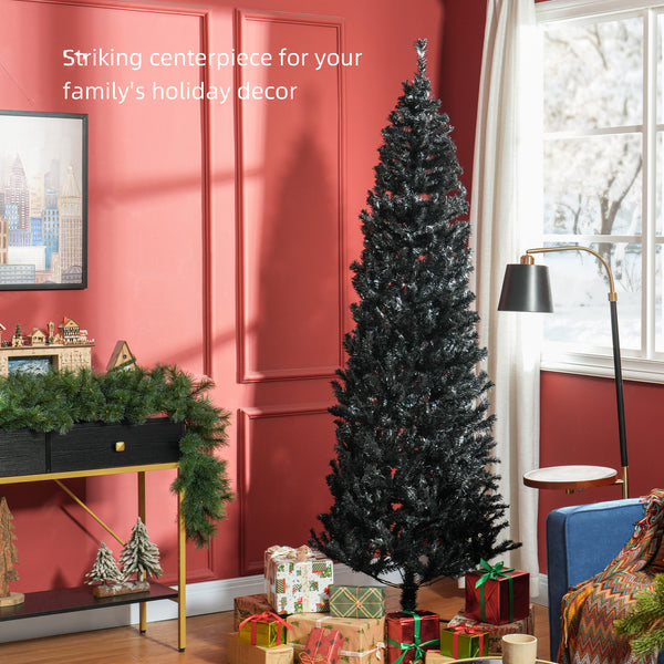 7ft Black Artificial Christmas Tree with Automatic Opening