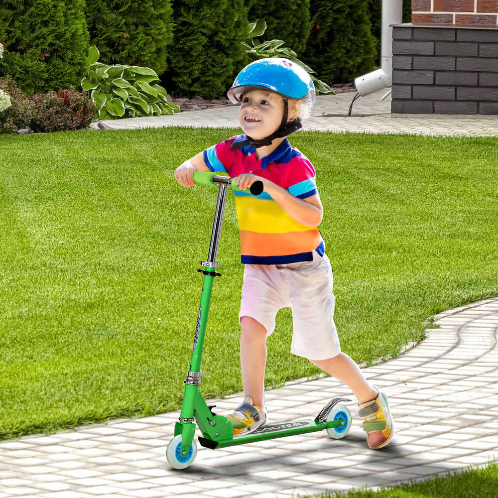 2-in-1 convertible scooter with wheels and snow, green