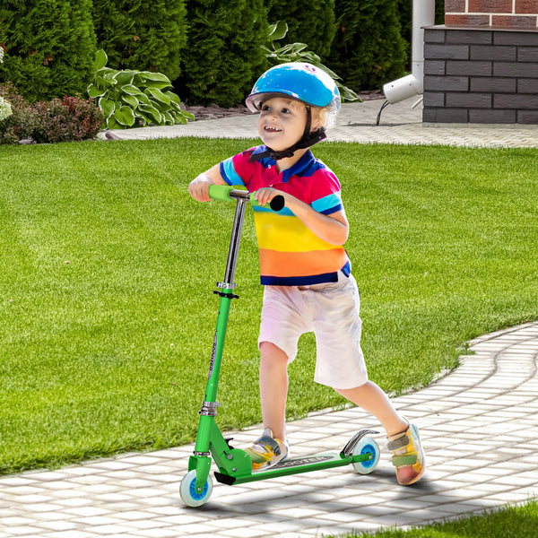 2-in-1 convertible scooter with wheels and snow, green