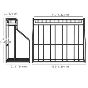 Metal bicycle rack with basket and hooks, black