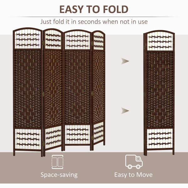 4-panel folding partition wall made of corrugated fiber, brown