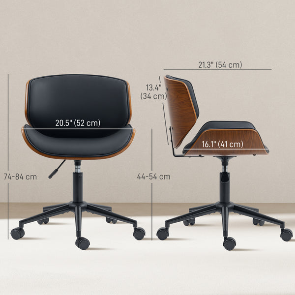 Modern office chair without armrests with faux leather upholstery