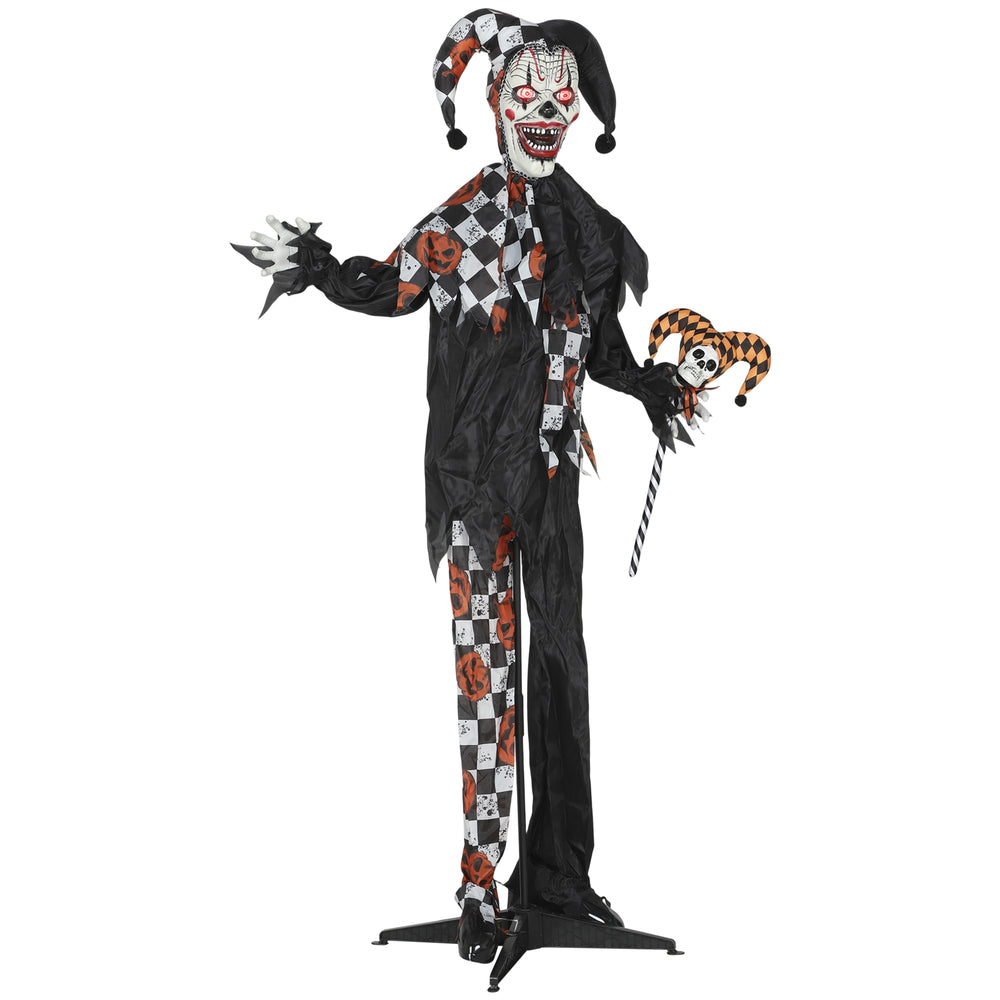 Life-size animated clown, glowing red eyes, sound-activated scary Halloween decorations