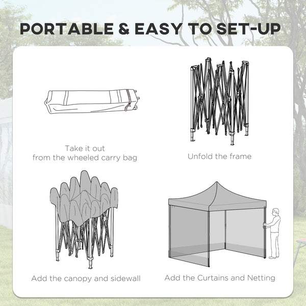 10 x 10 folding gazebo with wheeled carry bag and side panels