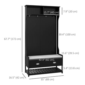 Modern entryway furniture with bench, black