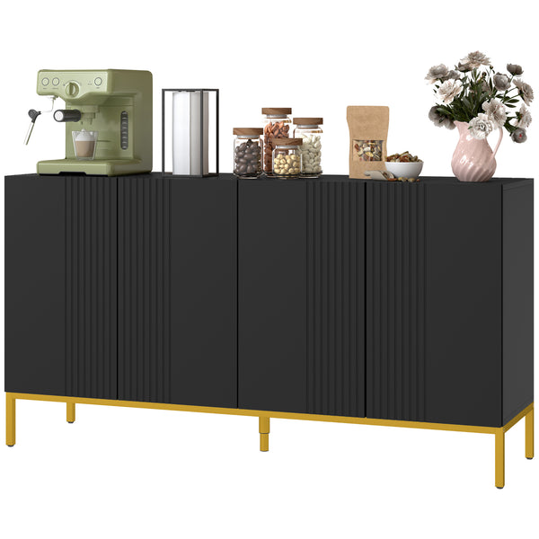 Storage sideboard with adjustable shelves, soft-close doors, black