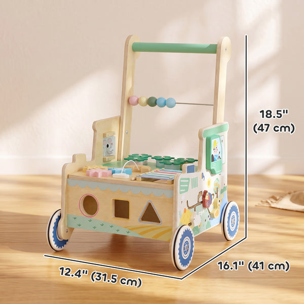 Wooden baby walker with activities, 1 to 3 years