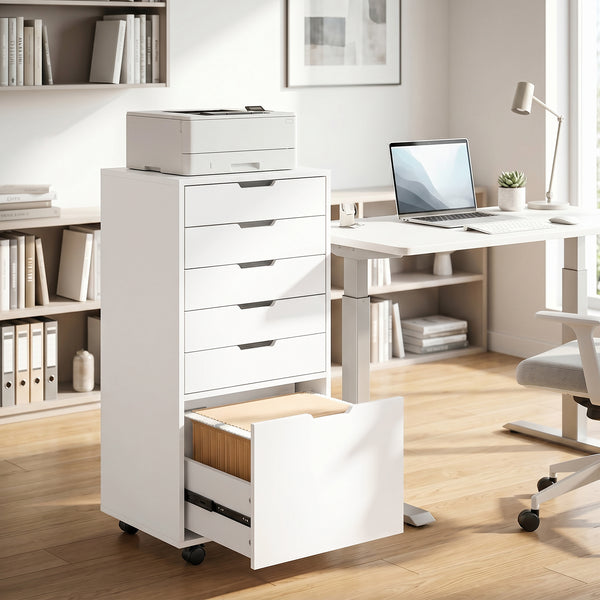 6-drawer mobile filing cabinet, white