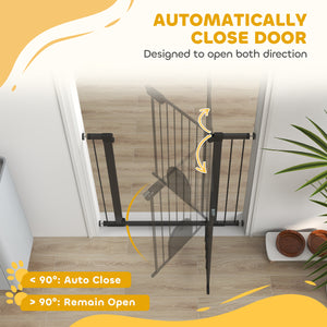 Extra Wide Pet Gate 30-41" with Small Door, Pressure Fit for Stairs, Black