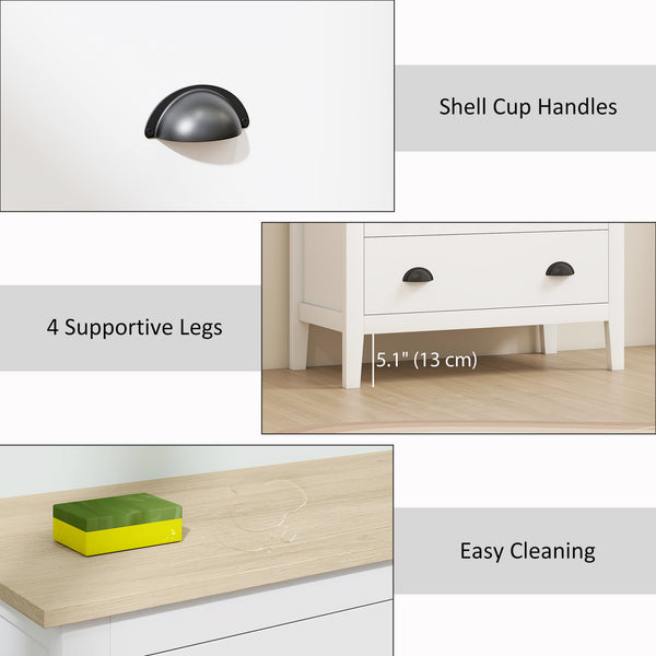 3-drawer bedroom dresser with silent slides, white