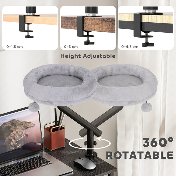 360° rotating and height-adjustable cat desk bed