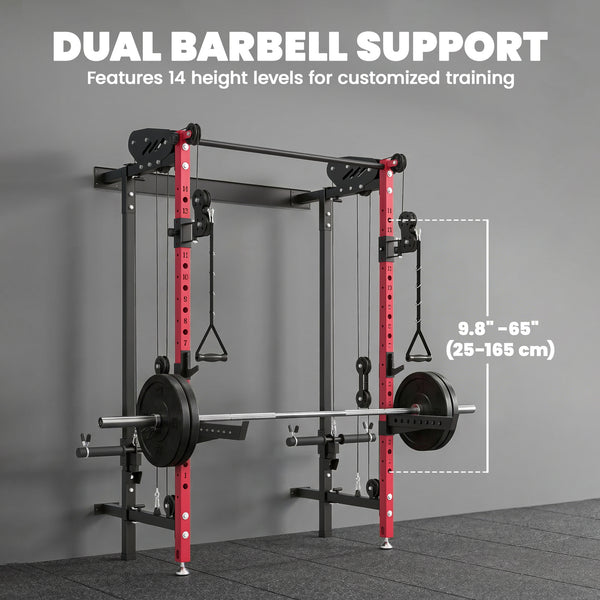 Folding power rack with pulleys, 1,540 lbs