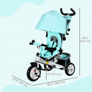 6 in 1 tricycle with parent handle, green