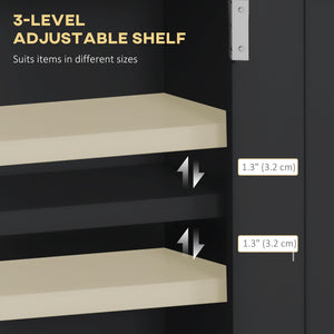 Toilet storage cabinet with shelf, black