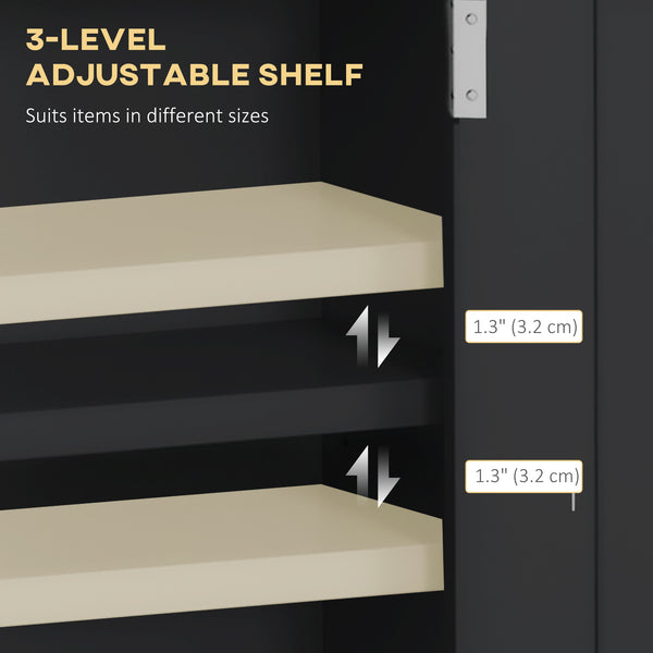 Toilet storage cabinet with shelf, black