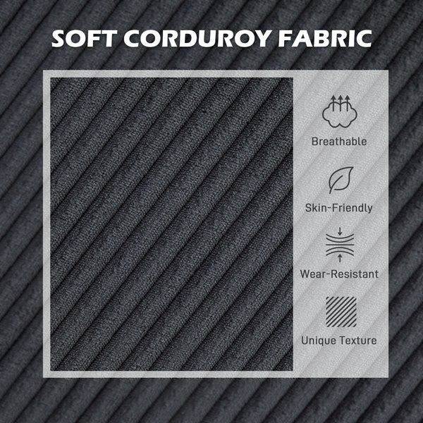 L-shaped sofa with chaise longue and spring cushion, grey