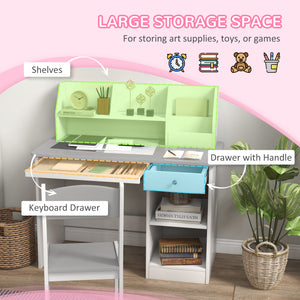 Kids Desk and Chair Set with Storage, Grey