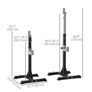 Adjustable barbell rack for squats and bench press, set of 2 – Black