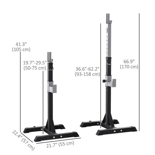 Adjustable barbell rack for squats and bench press, set of 2 – Black