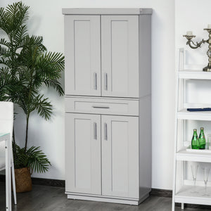 72-inch Pantry with 4 Doors, Drawer and 3 Adjustable Shelves, Gray