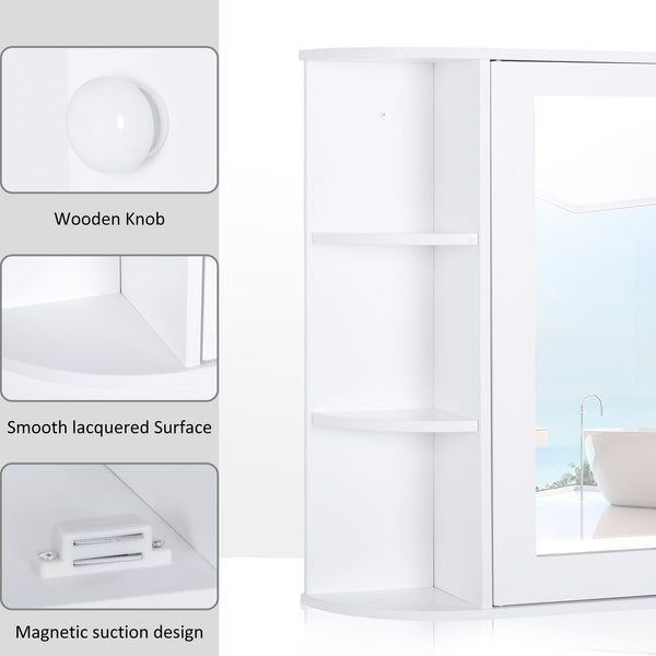 Wall-mounted medicine cabinet with mirror, door and shelves, white