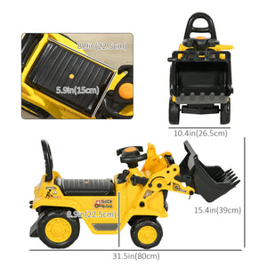 Forklift bulldozer with horn, steering wheel, storage, yellow