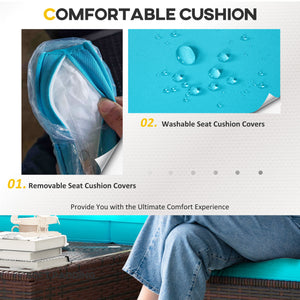 Garden furniture with soft cushions, corner sofas, turquoise