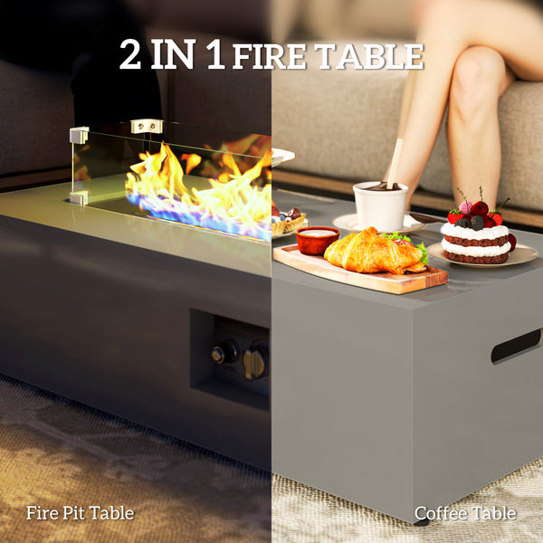42" 50,000 BTU Propane Gas Fire Pit Table with Pop-Up Propane Tank Holder and Waterproof Cover