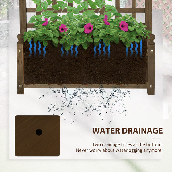 Planter with trellis for climbing plants, coffee color