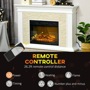 1400W Electric Fireplace with White Mantel
