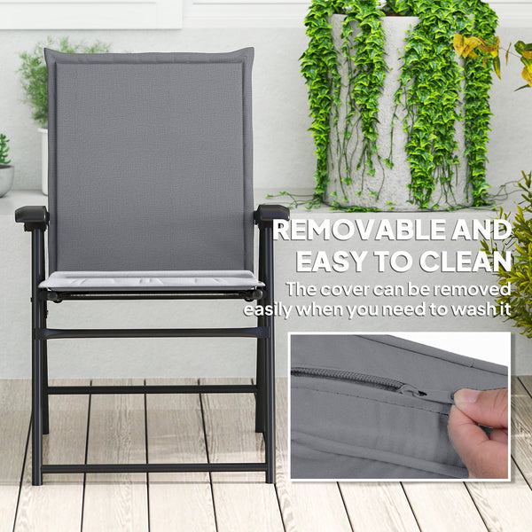 Garden Chair Cushions, Set of 2, with Ties, UPF 50+ Protection, Light Grey